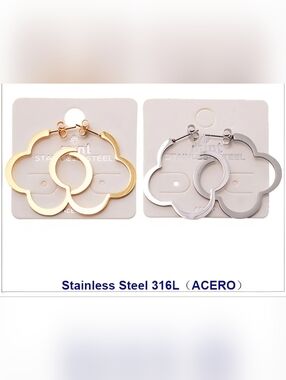 Stainless Steel Scalloped Hoop Earrings